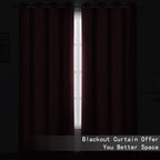 Blackout Curtains 66 x 84 inch/Burgundy Red Curtains Set of 2 Panels/Thermal - Image 3