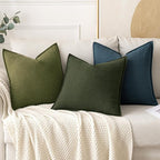 MIULEE Decorative Linen Euro Sham Pillow Covers 24x24 Inch Green | Boho - Image 4