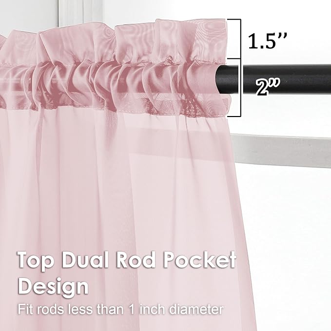 Blush Pink Sheer Curtains 78 Inches Long 2 Panels - Image 2