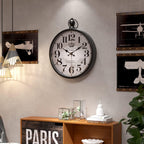 Menterry Retro Round Wall Clock. Black Vintage Antique Style Decor Wall Clocks for Kitchen,Farmhouse,Bedroom,Bathroom,Office, (11.8" H x 9.3" W)