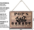 Rustic Sign, Father's Day Gift, Dad's Gift, Grandpa's Gift, Decor Hanging Wood Signs, Printed Wood Wall Art Sign, Pop's Garage, If He Can't Fix It We're All Screwed, Vintage Sign Gift for Grandpa