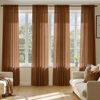 MIULEE Dark Brown Sheer Curtains 90 Inches Long 4 Panels 42 x 90 Inches | Light by MIULEE