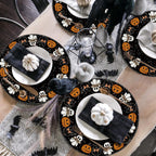 Artoid Mode Ghost Cat Halloween Round Placemats Set of 4, 14 Inch Table Mats for Party Kitchen Dining