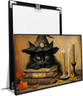 JFHCQJPK Vintage Halloween wall decoration black cat and magic book suitable for home bedroom living room decoration dark classic art witch wall decoration24x36in Metal blackFramed