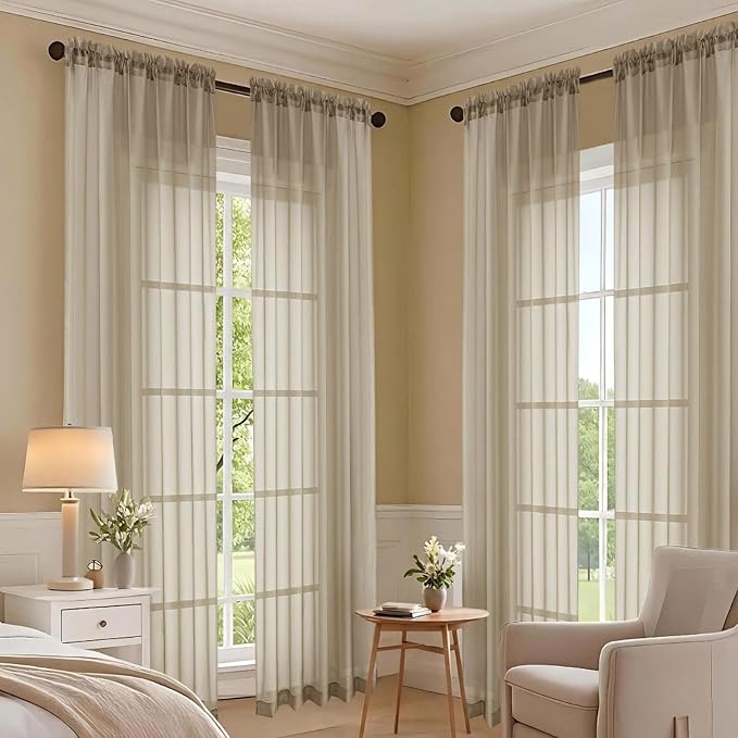 Taupe Bedroom Curtains 2 Panel Sets 90 Inch Length, 59 Inch Extra Wide Light - Image 7