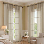 Taupe Sheer Curtains 84 Inches Long 2 Panels Set, Light Filtering Sheer Curtains - Image 7