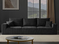 Boneless Cloud Couch Sofa for Living Room, 112" 3 Seater Black Modern Lounge Sleeper Couch, No Assemble, Cordury Compression Upholstered Couches