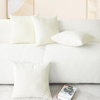 CaliTime Throw Pillow Covers Decorative 18 X 18 Inches Pack of 4 Cozy Chenille Cushion Cases for Couch Sofa Bed Living Room Home Cream