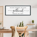 SRSZHIYUE The Best Memories Are Made Gathered Around The Table Sign Wall Decor Art 32"×12" for Kitchen Dining Room Large Wood Framed Wall Hanging (Black)