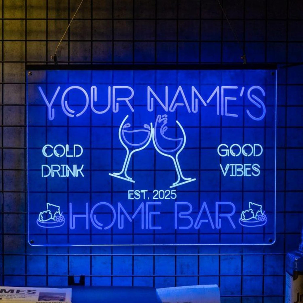 Personalized Bar Signs with Your Name for home wall light up with personalized pub name, man cave accessories, beer themed neon customizable lighted sign