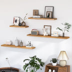 Fun Memories Floating Shelves for Wall, 72"x9.3" Rustic Solid Elm Wood Shelves, Heavy-Duty Wall Mounted Shelves with Invisible Brackets for Living Room, Bedroom, Kitchen, Natural Finish