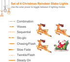 Christmas Silhouette Outdoor Pathway Lights Set of 4 Battery Powered Pre-Lit 30 LEDs Double Sided Christmas Reindeer & Sled Vintage Holiday Outdoor Display Decor for Garden, Patio,Yard, Lawn