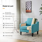 VINGLI Accent Chairs Set of 2 Living Room Chairs Teal Blue Reading Chair for Bedroom Scooped Arm Chair Mid Century Modern Accent Chairs Upholstered Comfy Chair for Apartment, Waiting Room