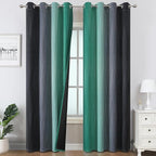Black and Green Ombre Blackout Curtains 90 Inches Long | Gradient Curtains by ESTELARTEXTILER