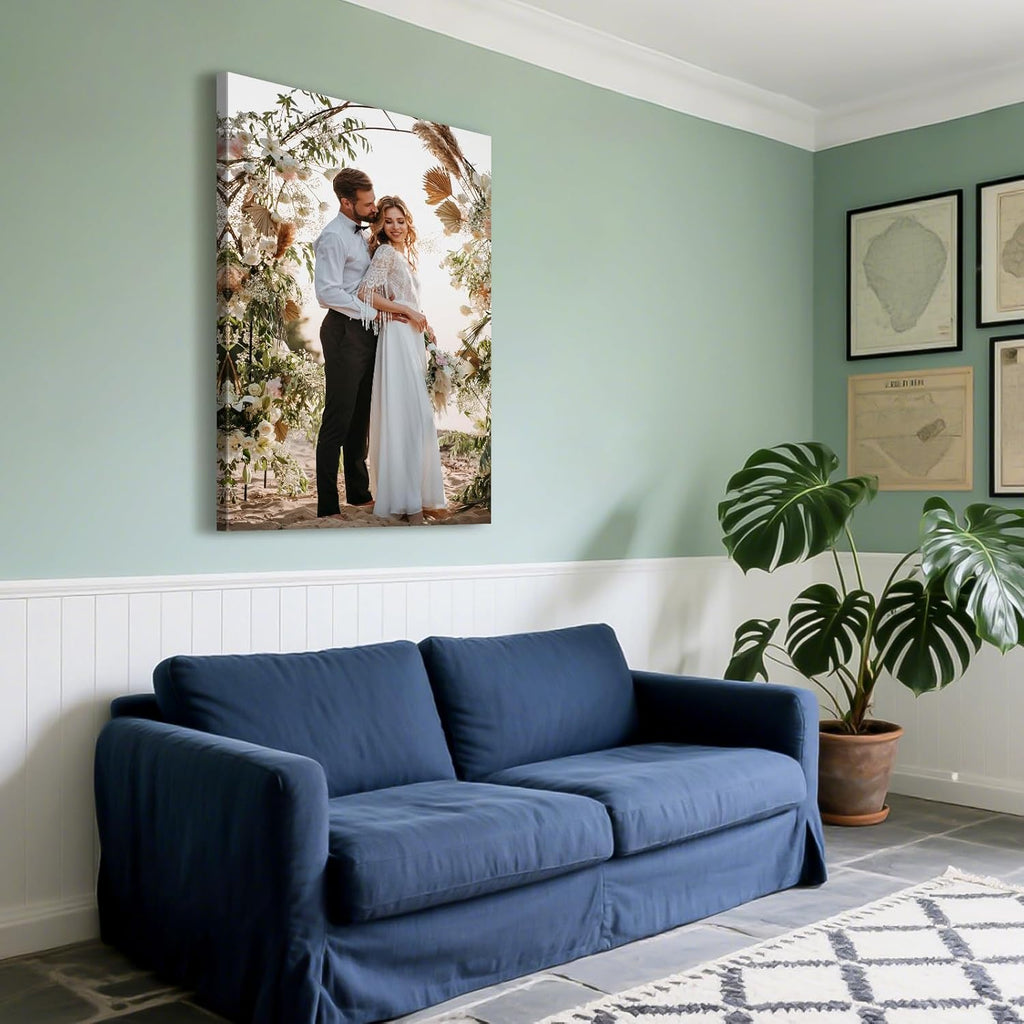 Custom Canvas Prints with Your Photos - Personalized Pictures Print, Customized Photo Gifts, Wall Art Poster Canvas Printing for Wedding, Family, Baby, Pets, Home Office Decor, Wrapped Frame 24x40