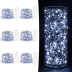 6 Pack Fairy Lights Battery Operated - 7ft 20 LED Twinkle Lights Copper Wire Mini String Lights Firefly Lights for Mason Jars DIY Crafts Christmas Wedding Party Centerpiece Table Decor, Cool White
