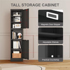 67" Tall Bathroom Storage Cabinet, Narrow Metal Floor Cabinet with 2 Doors and Adjustable Shelves, Freestanding Metal Locker for Laundry, Kitchen, Dining Room