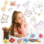 Natonhi 239Pcs Heat Shrink Plastic Sheets Keychain Kit, Including 40 Shrinky Art Paper,6 Traceable Picture, Hole Punch, Pencils, Keychains Accessories for Kids Shrinky Dinks Creative Craft Marking