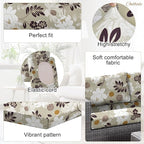 CALBODE 8 Pcs Waterproof Patio Cushion Covers, Floral Printed Stretch Outdoor - Image 3