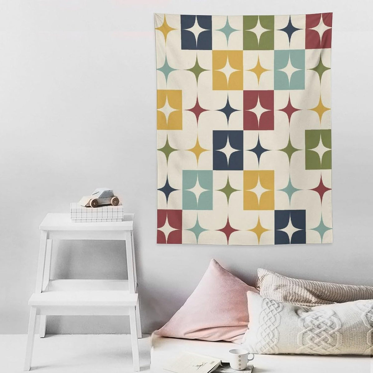 ICMOLYYENLO Boho Medieval Cat Tapestry, Abstract Atomic Starburst Geometric Aesthetic Art Wall Hanging For Bedroom Living Room Dormitory 30x40 Inches