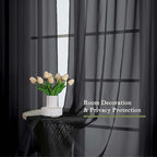 Black Sheer Curtains 120 Inches Long 2 Panels, Balance Light & Privacy Voile - Image 6