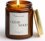 Cedar Wood Candles for Home Scented, Natural Soy Aromatherapy Non Toxic Candles with Long Lasting Fragrance & Clean Burn, Luxury Jar Candle Gifts for Women, Men, Home Decoration 9oz