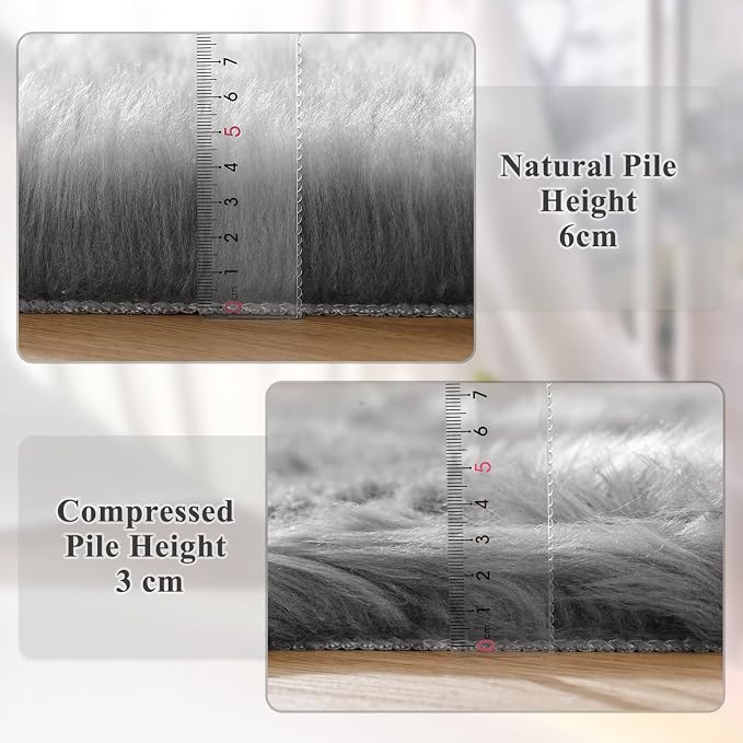 ORINOVA Shag Washable Area Rugs 8x10 Grey Fluffy Rug - Image 4