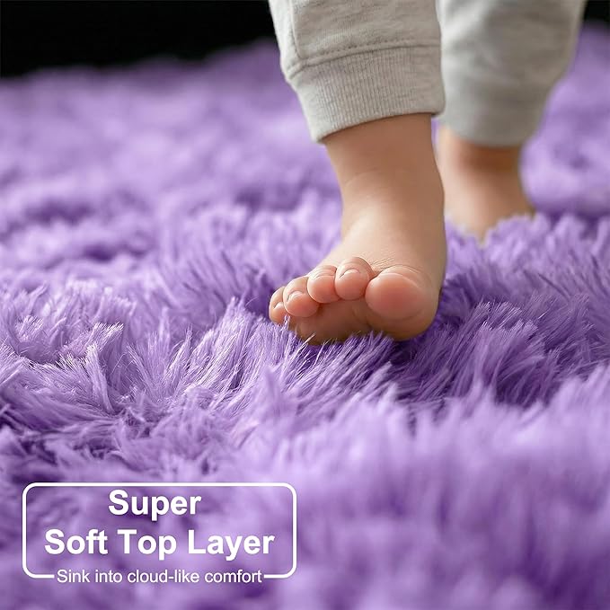 Amdrebio Purple Fuzzy Plush Area Rug 5x7 - Image 8