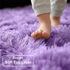 Amdrebio Purple Shaggy Small Round Circle Area Rug 3Ft - Image 4
