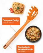 Silicone Pasta Fork, Kitchen Heat Resistant Noodle Spoon Server, BPA Free Spaghetti Strainer,12.8 inch (ORANGE)