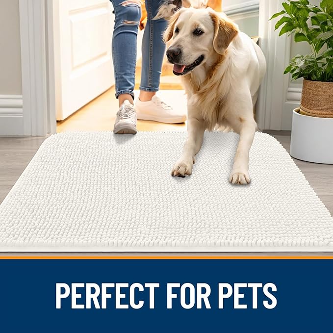 OLANLY Dog Door Mat for Muddy Paws 40x32, Super Absorbent Chenille Mud Mat | - Image 6