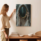 Mirror face covering dark art poster print melancholy gothic painting vintage feminine print victorian style decoration antique art20x30in Wood Framed