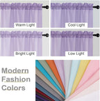 Lavender Sheer Curtains for Bedroom Living Room 96 Inches Long 2 Panels - Image 7