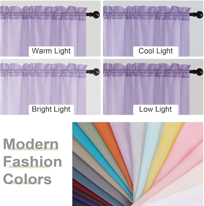 Cafe Curtains 36 Inch Length Tier 2 Pieces, Modern Soft Airy Sheer Kitchen - Image 5