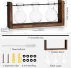YIBOT Plants Propagation Stations,Plant Terrarium with Wooden Stand Wall Hanging Glass Planter Plant Propagation Vase for Indoor Office Home Garden Decor Plant Lover Gifts for Women