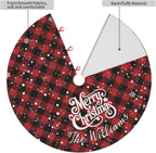 Custom Plaid Christmas Tree Skirt with Name, Personalized Holiday Xmas Tree Decor Gifts for Party Family Home, 30" - 48"