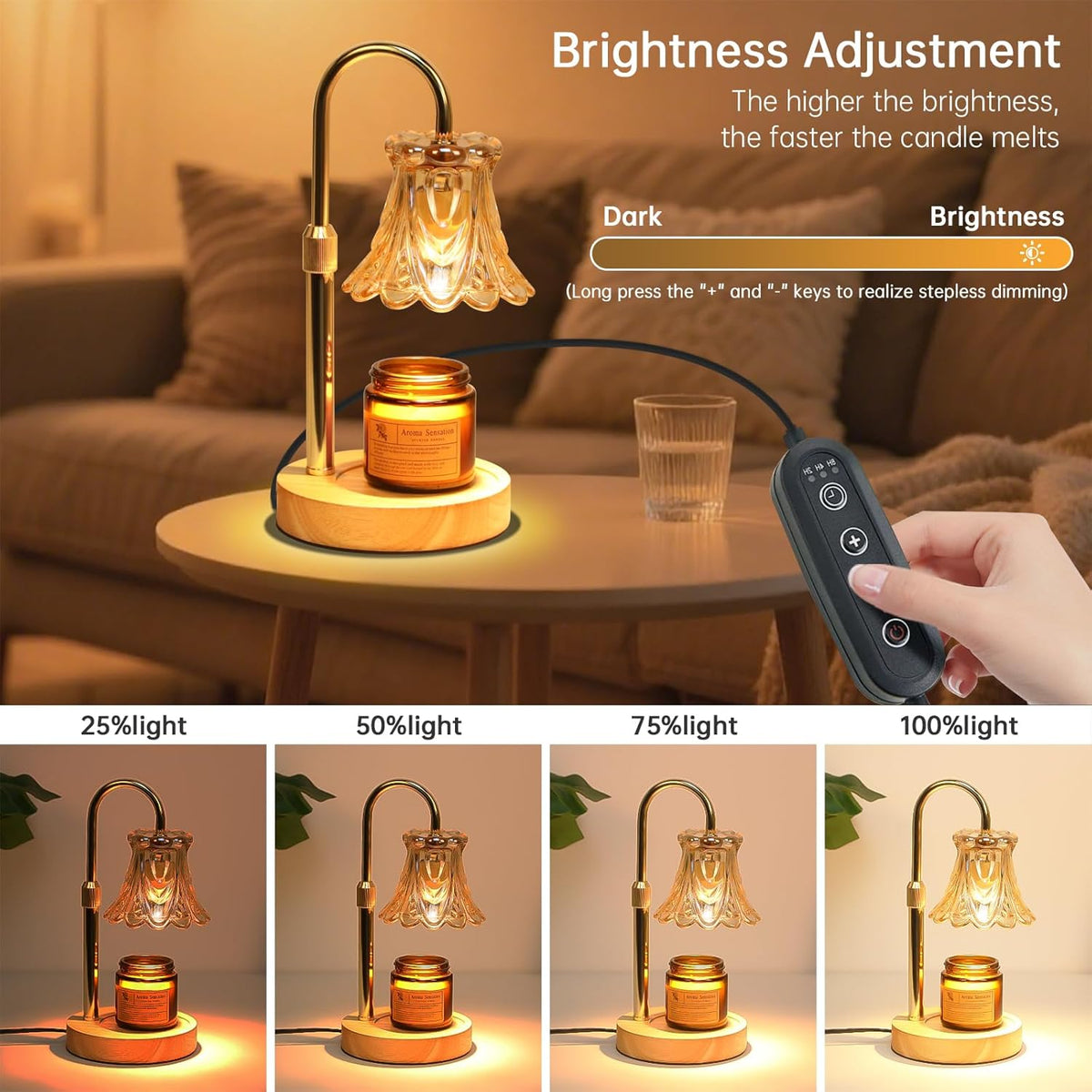 GEEZO Fragrance Candle Warmer Lamp，Electric Candle Warmer with Timer & Dimmer，Mom Christmas Birthday Gifts for Women, House Warming Gifts New Home Bedroom Decor