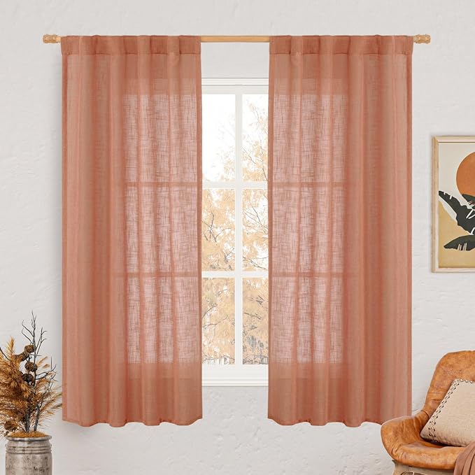 63 Inch Semi Sheer Linen Curtains by LAMIT