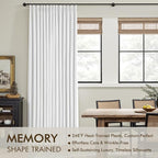 MIULEE White Pinch Pleated 100% Blackout Linen Curtains 40x96 Inches | Room - Image 3