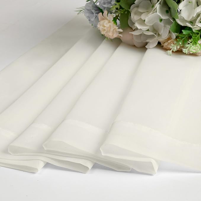 Ivory Sheer Valances for Windows 18 Inch Length 2 Pcs, Cafe Kitchen Curtains - Image 8