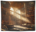 Kurtect Retro Bookshelf Tapestry,Medieval Mid Century Library Building Pattern Print Tapestries for Party Beach Picnic Blankets Tablecloths Living Room Wall Deocr, 50x60 in