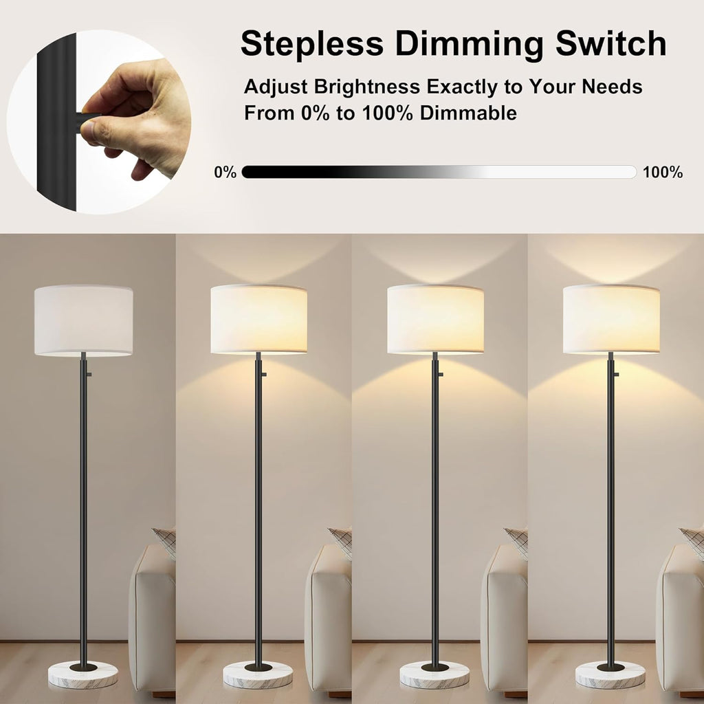 Floor Lamp for Bedroom,Modern Floor Lamp for Living Room,Standing Lamp with Marble Base,Tall Standing Lamp for Bedroom,Reading,Office & Kids' Room,LED Bulb Included(Black)