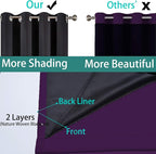 Yakamok Purple 100% Blackout Patio Door Curtain Panels W100 x L96, 1 Panel | - Image 5