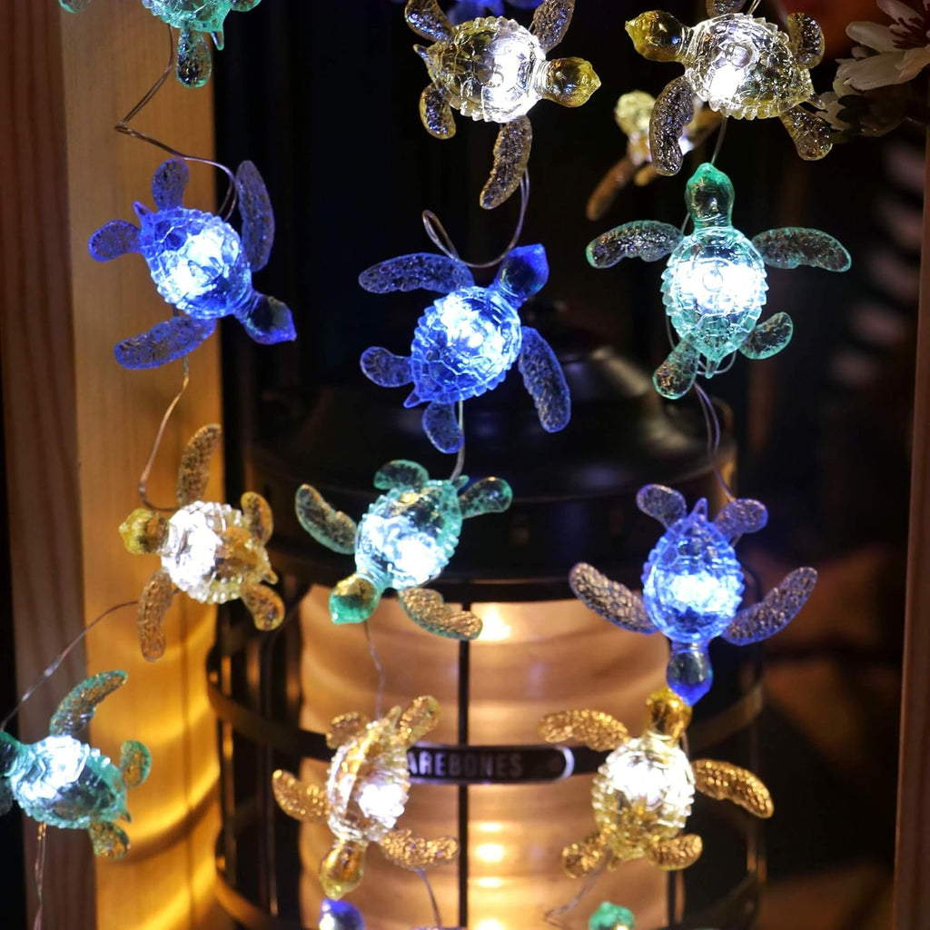 Beach Ocean Themed String of Sea Turtle Fairy Lights Decor 10ft 30 Tortoises USB or Battery Operated with Remote Control for Turtle Lover Bedroom Summer Nautical Tree Decoration