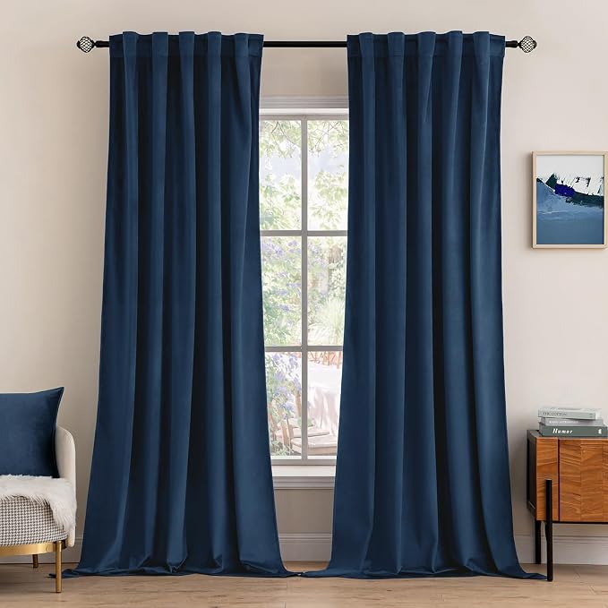 MIULEE Navy Blue Velvet Curtains 52x84 inches Luxury Blackout Curtains | by MIULEE