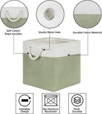 Bidtakay Cubby Storage Bins Set of 3 Fabric Baskets for Shelves Closet Drawer Organizer Storage Cubes 13x13 Collapsible Organization Baskets for Nursery Toy Shelf (White&green)