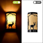 Wall Sconces Set of Two,Deer Metal Yellow Parchment Rustic Wall Sconces,Farmhouse Matte Black Wall Mount Lamp,Vintage Bedroom Wall Lights,Indoor Wall Lamps for Living Room,Hallway,Porch