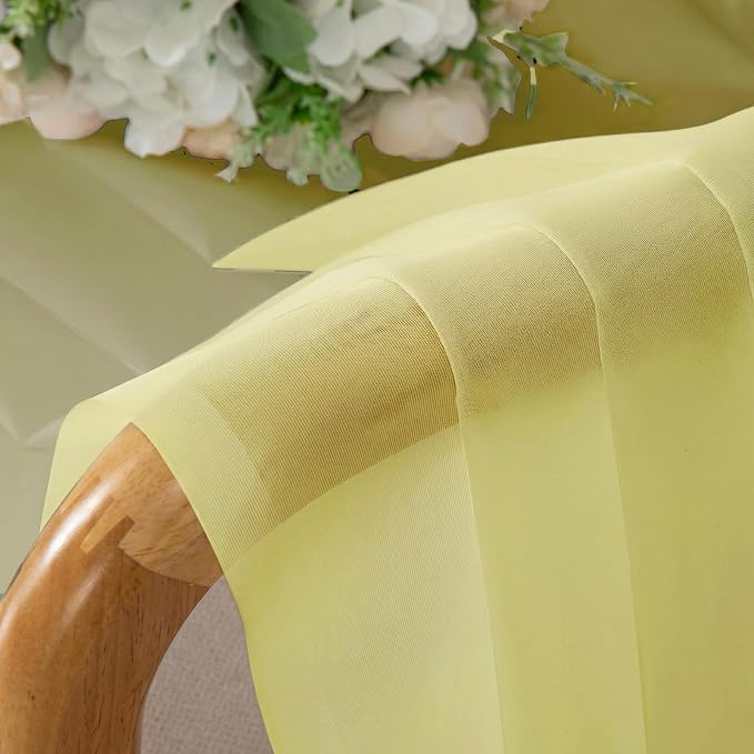 Goose Yellow Sheer Curtains 63 Inch Length 2 Panels, Light Filtering Voile - Image 9