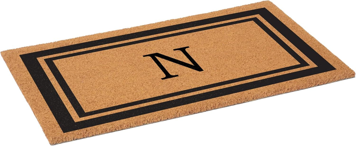 Calloway Mills 152961830N Black Border 18" x 30" Monogram Doormat, (Letter N)