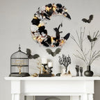 Halloween Wreaths for Front Door with Light, Black Cat Crescent Moon Wreath, Cute Cat Garland Halloween Door Decorations for Outdoor Indoor Decor Wall Window Home Party
